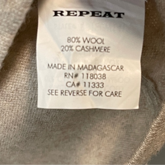 REPEAT WOOL/CASHMERE Oatmeal Tan SWEATER 38/S - Picture 5 of 5
